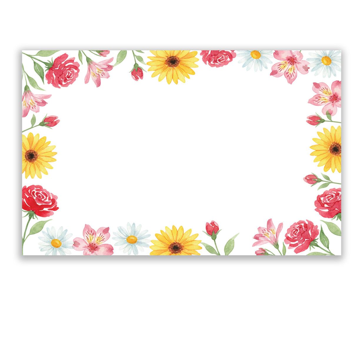 CAPRI CARD, BRIGHT FLORAL BORDER, 50 PIECES