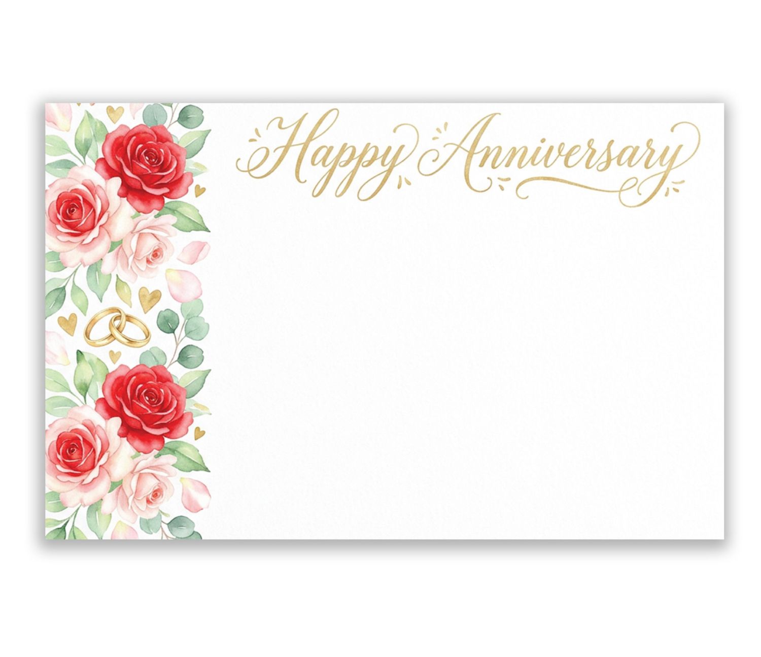 CAPRI CARD "HAPPY ANNIVERSARY"  ROSES &amp; RING, 50 PIECES