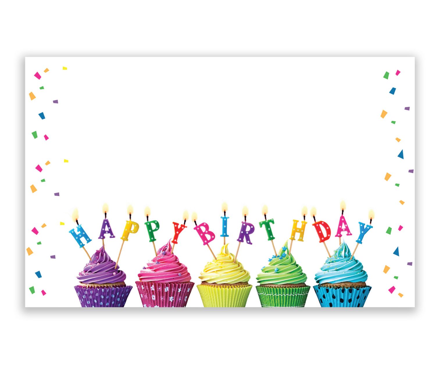 CAPRI CARD "HAPPY BIRTHDAY" CUPCAKES AND CANDLES, 50 PIECES