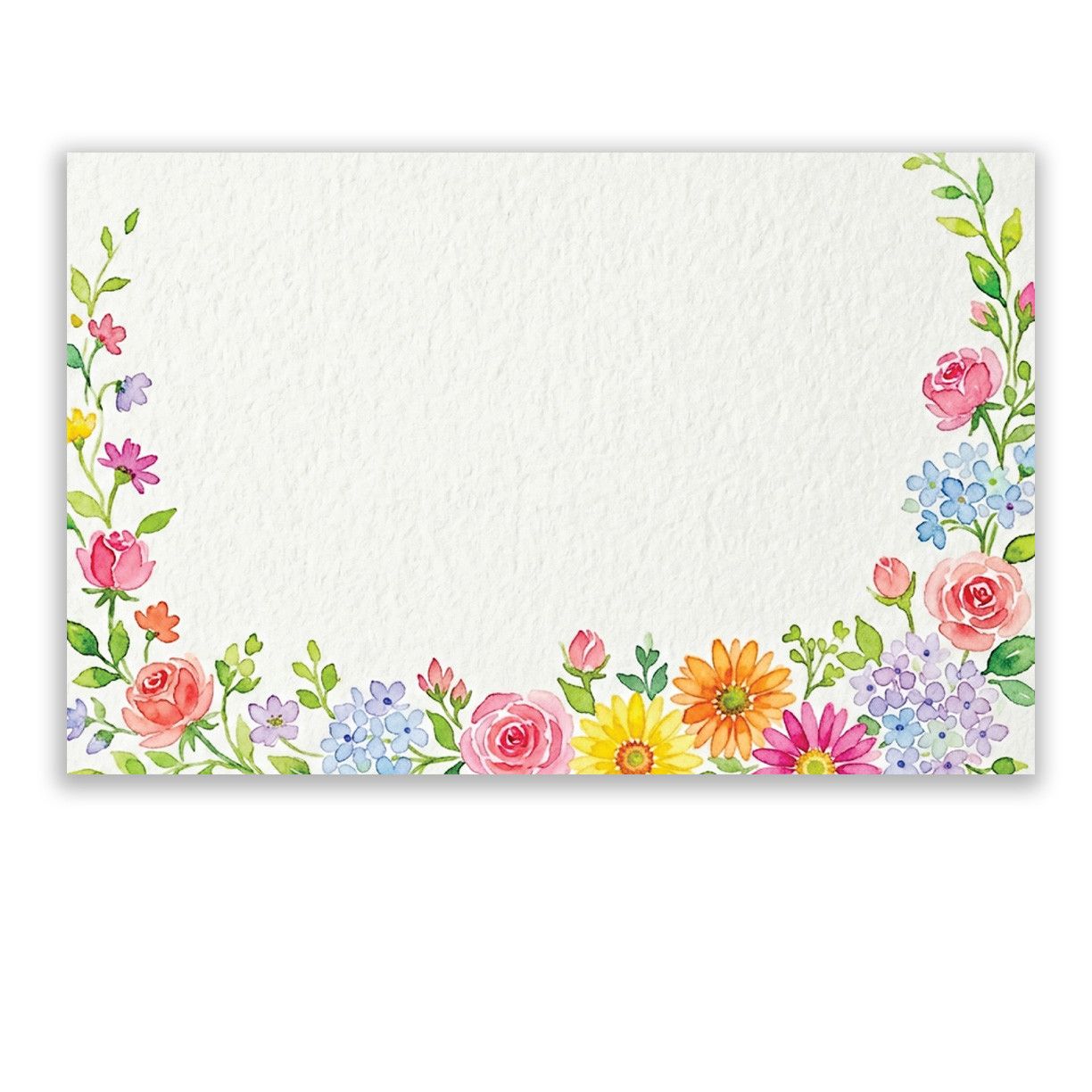 CAPRI CARD, WATERCOLOR FLOWER BORDER, 50 PIECES