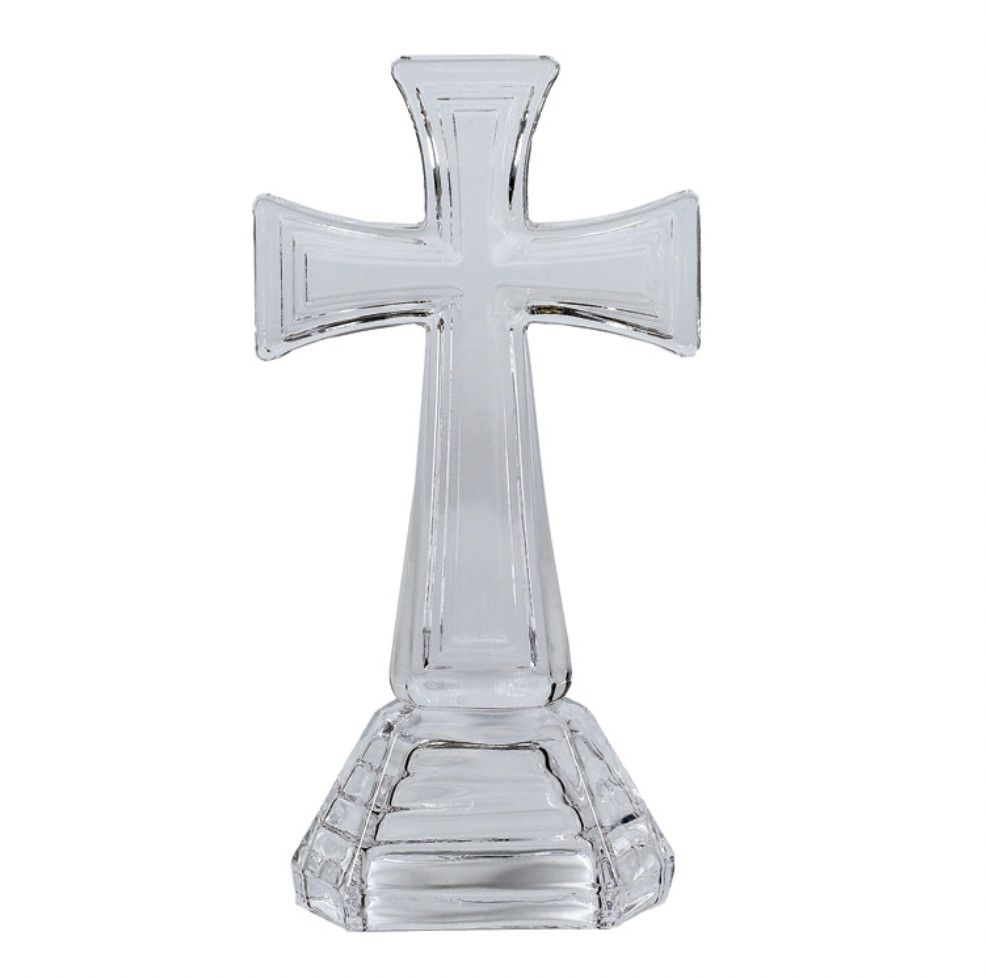 8.25"H GLASS CROSS ON BASE