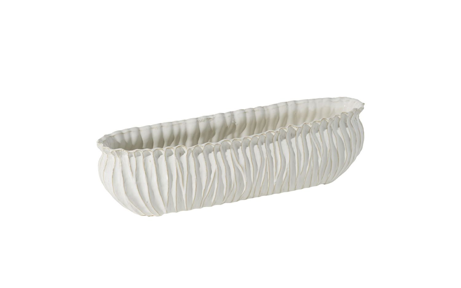 6.5”H X 6.75” OFF-WHITE CERAMIC CAPITOLA TROUGH BOAT