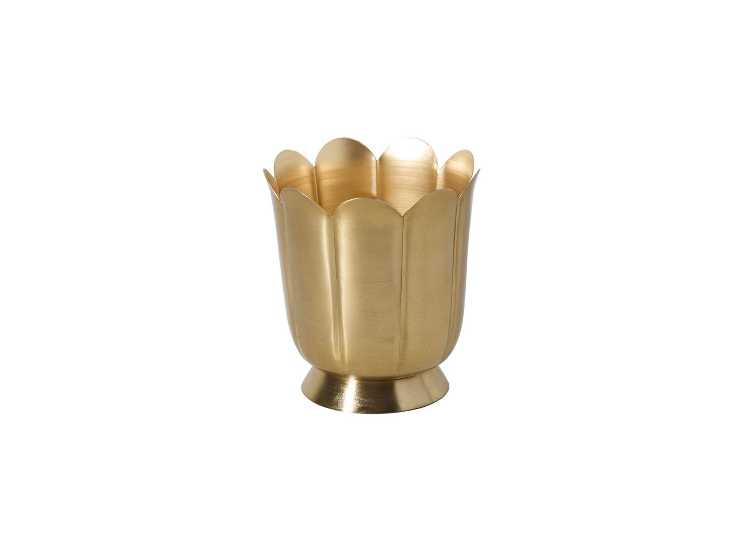5.5”H X 5.25” GOLD METAL BUTTERCUP VASE