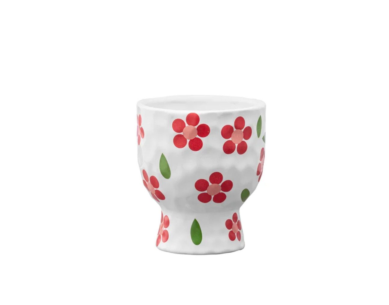 5.5"H X 4.5" WHITE RED FLOWER PLANTER