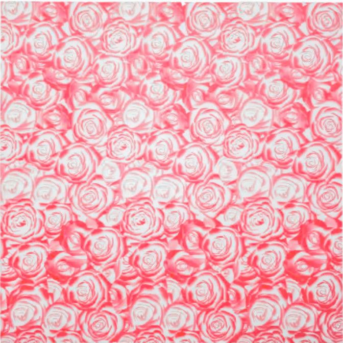 22.5" x 22.5" RED ROSE FROSTED FLORAL PAPER 20pcs