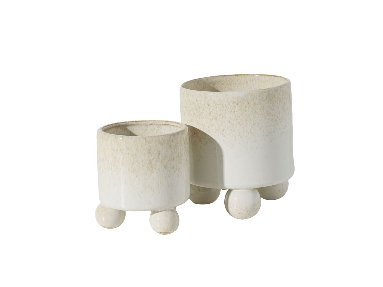 OFF-WHITE BEIGE CERAMIC BRANCO FOOTED POT