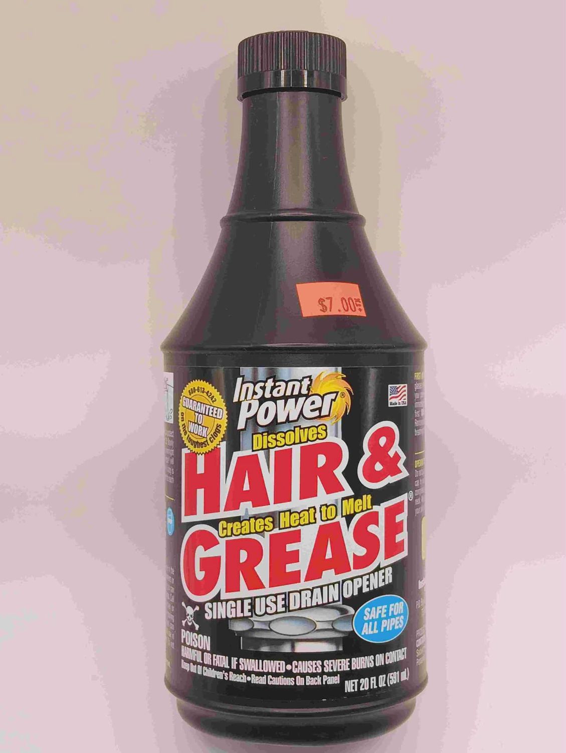 Hair &amp; Grease® Drain Opener (Non-Acid) / Uses a Dual Hydroxide Formula