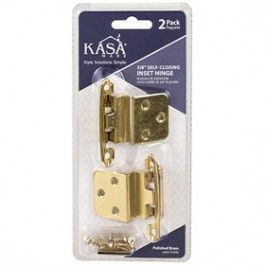 KASAWARE KFHI-A-PB2 SELF CLOSING INSET HINGE 3/8" POLISHED BRASS 2-PACK