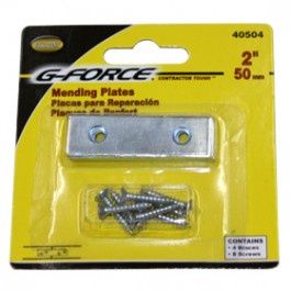G-FORCE 40504 2" MENDING PLATE ZINC PLATED CARDED WITH SCREWS (4/CARD)