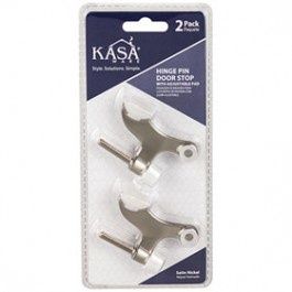 KASAWARE KFD1-A-SN2 HINGE PIN DOOR STOP WITH ADJUSTABLE PAD SATIN NICKEL 2-PK