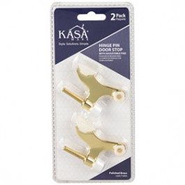 KASAWARE KFD1-A-PB2 HINGE PIN DOOR STOP WITHADJUSTABLE PAD POLISHED BRASS 2PK
