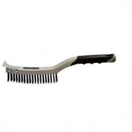 G-FORCE 44404 3" X 19" SOFT GRIP STEEL WIRE BRUSH WITH SCRAPER TPR HANDLE