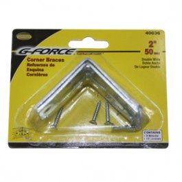 G-FORCE  2" DOUBLE WIDE CORNER BRACE ZINC PLATED CARDED (2/CARD)