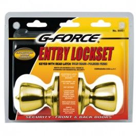 ENTRY TULIP KNOB LOCKSET POLISHED BRASS KW1 KEYED ALIKE