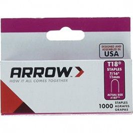 ARROW FASTENER 187 T18 7/16" ROUND CROWN STAPLES - 1000 PACK