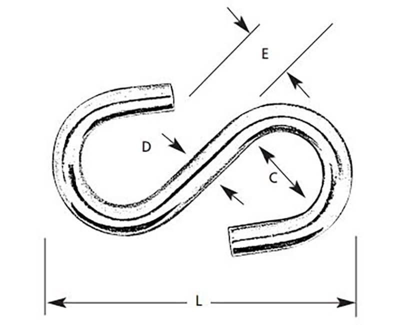 S hook open heavy style 3"