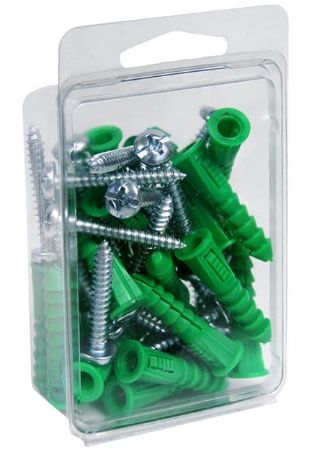 14-16 Plastic Ribbed Anchors  and Screws total 40 pcs`
