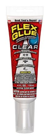 Flex Glue, 4 oz Squeeze Tube, Clear, Super Strong, Transparent, Rubberized Waterproof Adhesive,