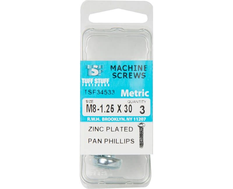 M8-1.25x30  Machine screws metric pak of 3 Pan Phillips