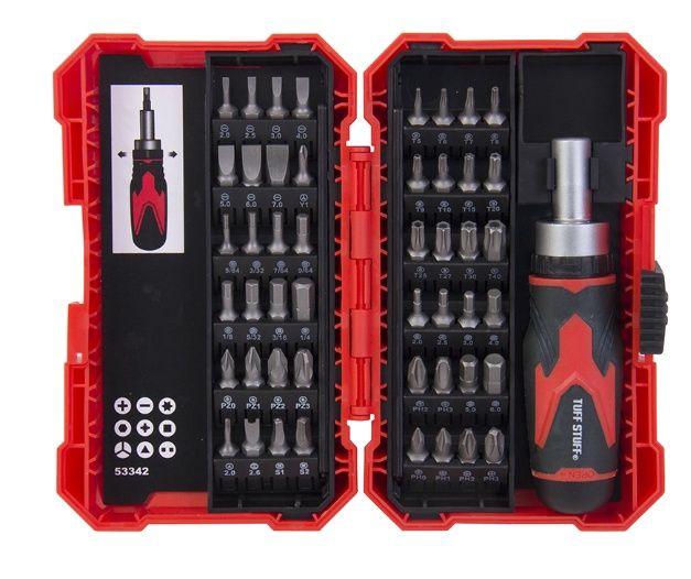 Ratchet Screwdriver Set CR-V Bits W/ Bit Holder Carded - 49 Pieces