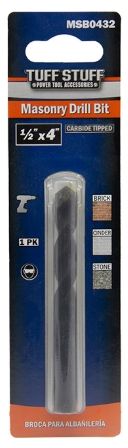 MASONRY BIT 1/2" x 4" BLACK