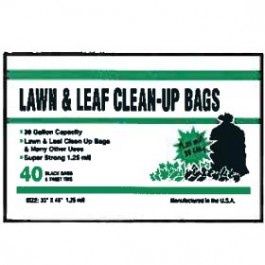 PACOA 39125 39 GALLON 1.25 MIL BLACK LAWN AND LEAF BAGS (40 COUNT)