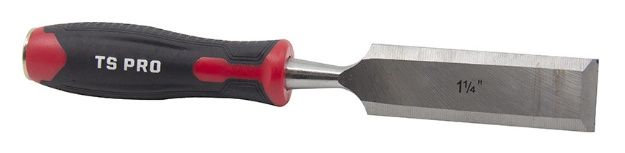 WOOD CHISEL 1-1/4" RUBBER GRIP HANDLE CR-V BLADE CARDED