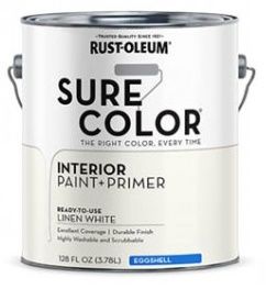 Sure Color Eggshell Linen White Water-based Paint + Primer Interior 1 Gal