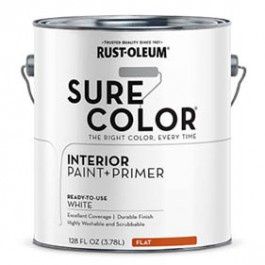 Rust-Oleum Sure Color 380215 Interior Wall Paint, Flat, White, 1 gal, Can