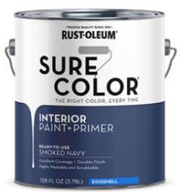 Rust-Oleum Sure Color Interior Wall Paint, Eggshell, Smoked Navy, 1 gal, Can