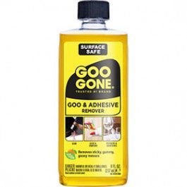 Goo Gone Adhesive Remover - 8 Ounce - Surface Safe Adhesive Remover Safely Removes Stickers Labels Decals Residue Tape Chewing Gum Grease Tar