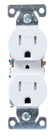 Duplex Receptacles, 270w Grounding Standard  2-Pole, White, 15a
