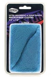 MICROFIBER CLEANING CLOTHS 2 PACK CLAMSHELL SHAXON SHX MFW2 1212 B 12" X 12"