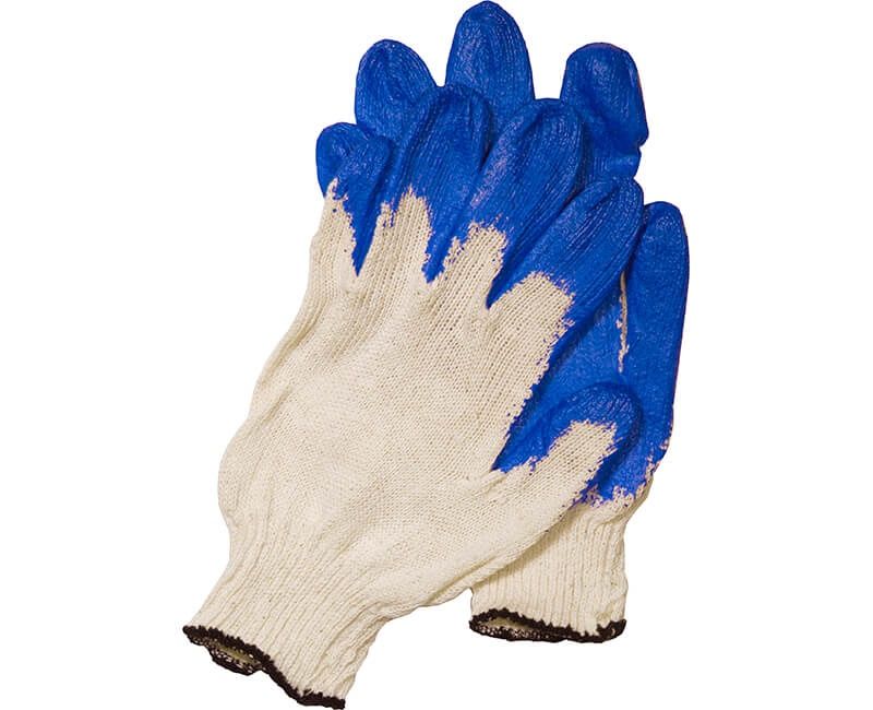 Heavy Cotton Glove With Plastic Dipped Palm - Blue gloves