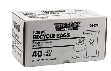 Recycle Bags Clear 1.25 Mil 33 Gal. (33"x40") 40 CT