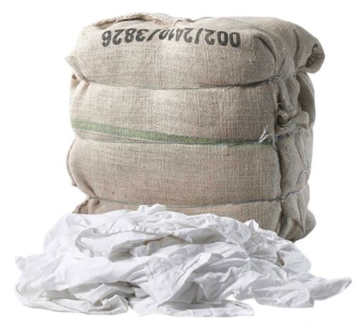 Recycled White T-Shirt Rags-1 LB. Bag