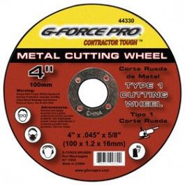G-FORCE 44330 METAL CUTTING BLADE 4" X .045" X 5/8" TYPE 1