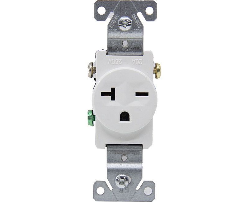 20 AMP 250 Volt Single Receptacle  White Boxed