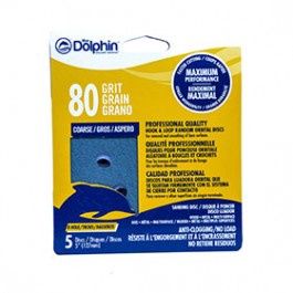 BLUE DOLPHIN SP NL585-0080 5" 8-HOLE HOOK &amp; LOOP SANDING DISCS 80 GRIT 5-PACK