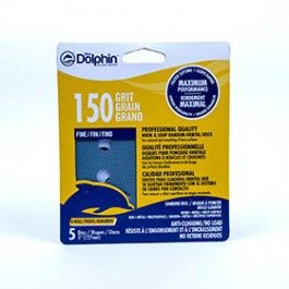 BLUE DOLPHIN SP NL585-0150 5" 8-HOLE HOOK &amp; LOOP SANDING DISCS 150 GRIT 5-PACKblue