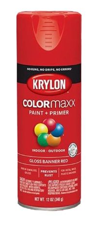 KRYLON K05503007 COLORMAXX PAINT + PRIMER GLOSS BANNER RED 12 OZ IN-OUTDOOR