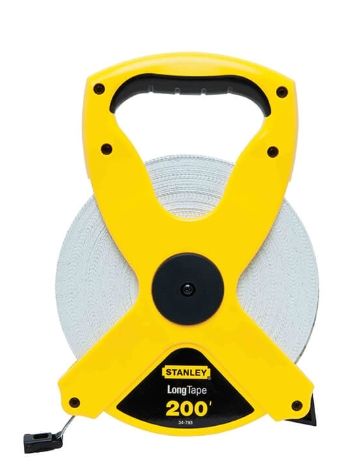 OPEN REEL FIBERGLASS LONG MEASURING TAPE 1/2"X 200'