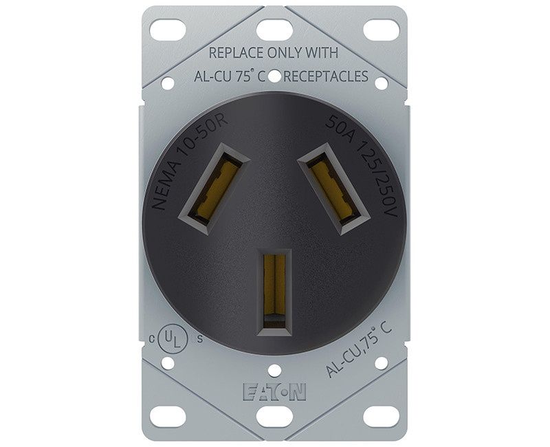 Recp Sgl Flush 50A 125/250V 3P3W Str BK