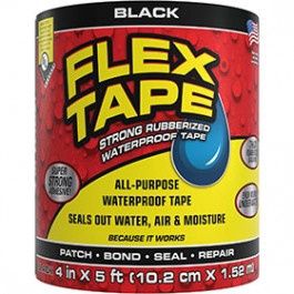 Flex Tape, Original Thick Flexible Rubberized Waterproof Tape - Seal and Patch Leaks, Works Underwater, Indoor Outdoor - Home RV Roof Plumbing and Pool Repairs, Black, 4 in x 5 ft, Pack of 1