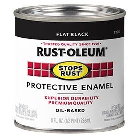 RUST-OLEUM STOPS RUST PROTECTIVE ENAMEL FLAT BLACK 0.5PT