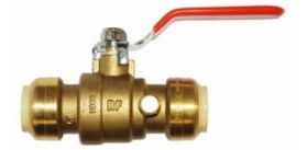 PUSH FIT 1/2" BALL VALVE W/DRAIN- D17722-12