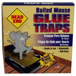 CATCHMASTER 1104 DEAD END BAITED MOUSE GLUE TRAPS 4-PACK BULK WITH J-HOOK