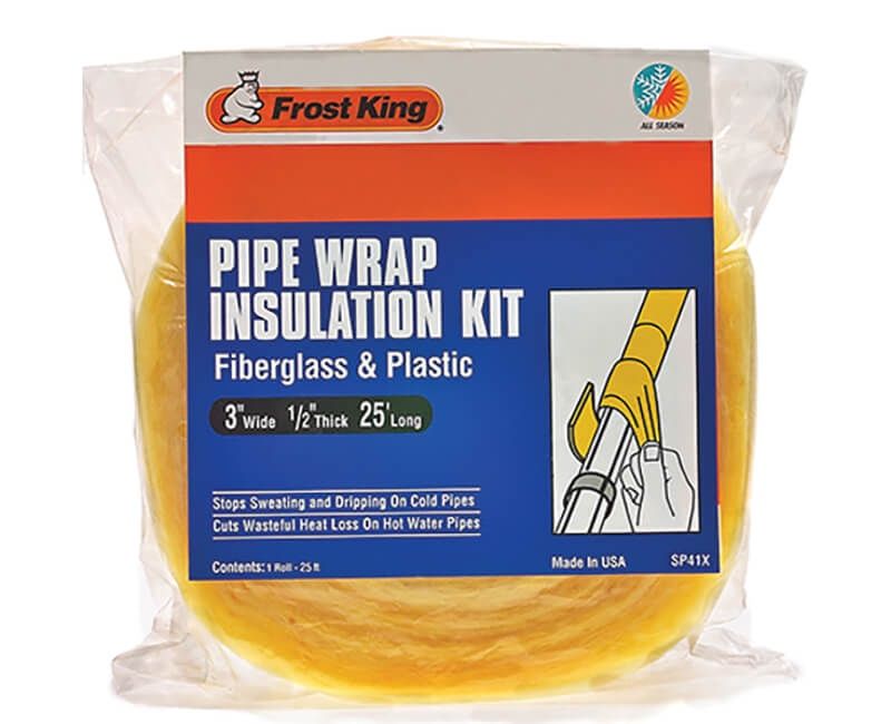 FIBERGLASS PIPE WRAP KIT 3" X 1/2" X 25' PLUS PLASTIC VAPOR BARRIER