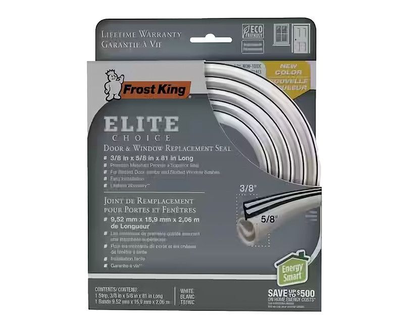 1/2" x 1/2" x 81" Elite Lifetime Bulb Shape Door Weather seal Replacement WHITE