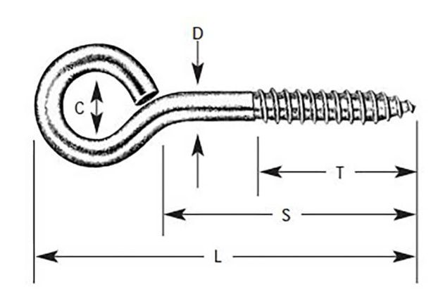 5/16" X 6" Lag Thread Eye Bolts